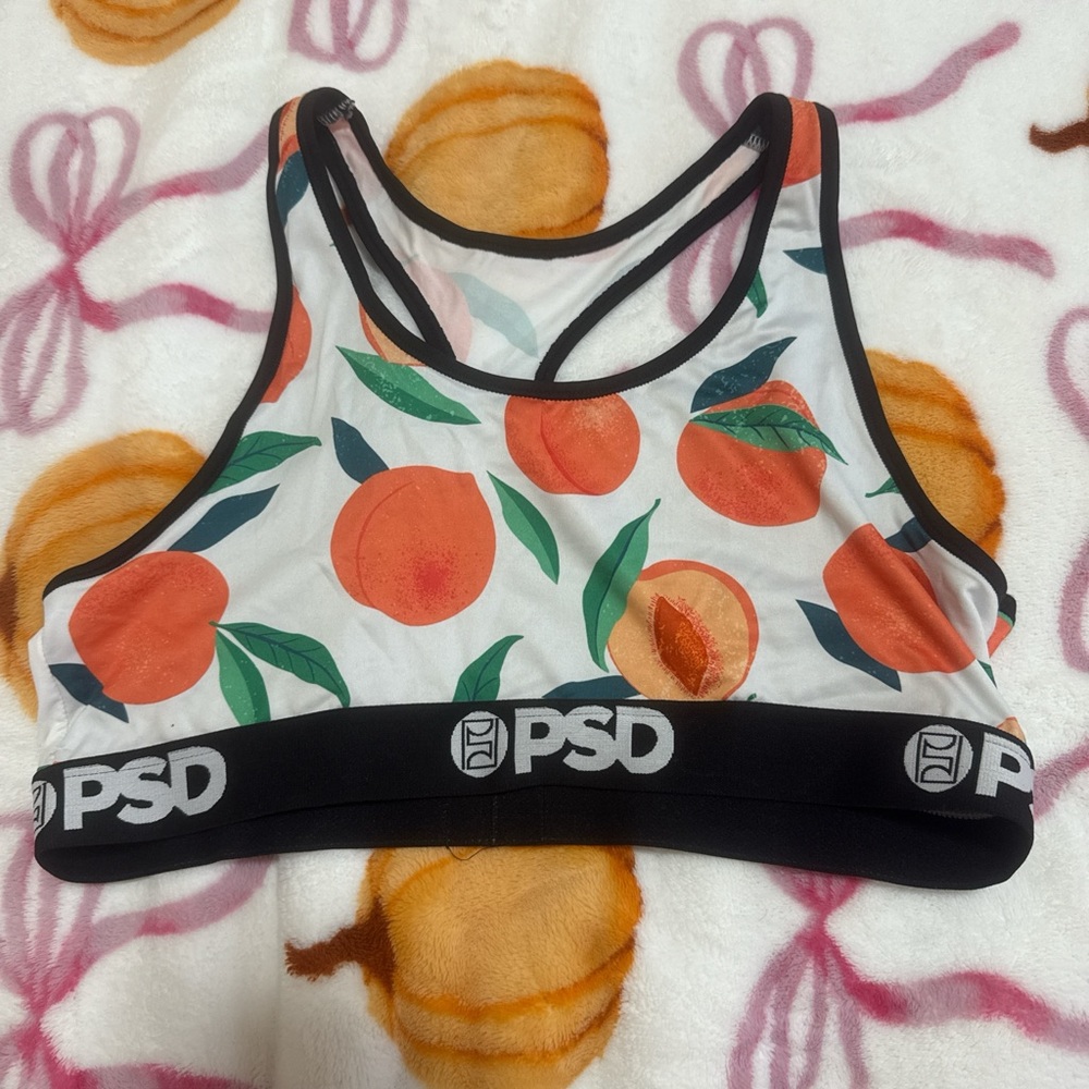 PSD Peach and Leaf Pattern Sports Bra